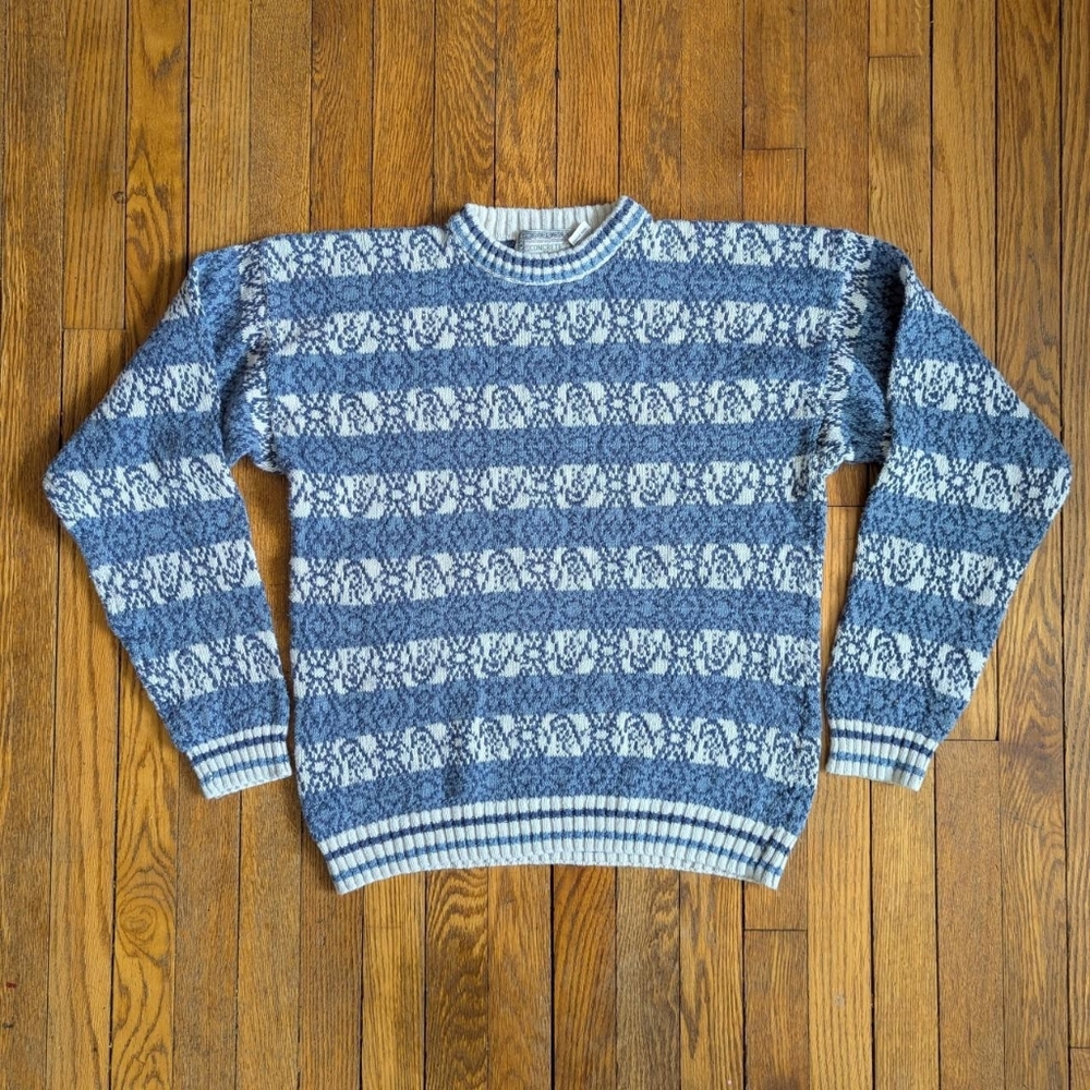 Vintage 90's Striped Geometric Pattern Knit Crewneck Sweater